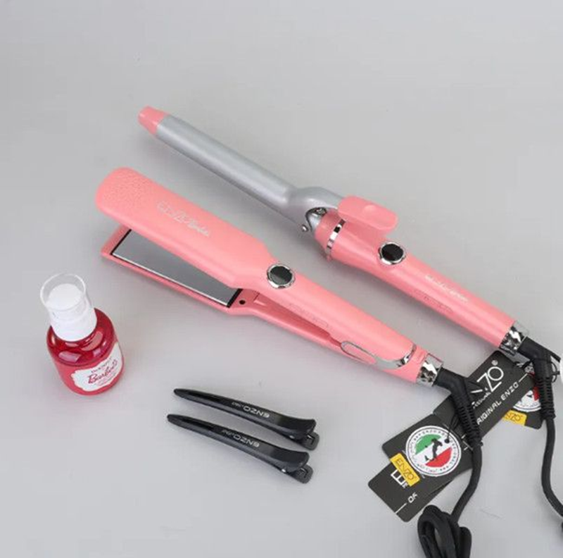 ENZO EN-3886 Professional Salon-Grade Electric Curling Iron, 2-in-1 Straightener and Curler.