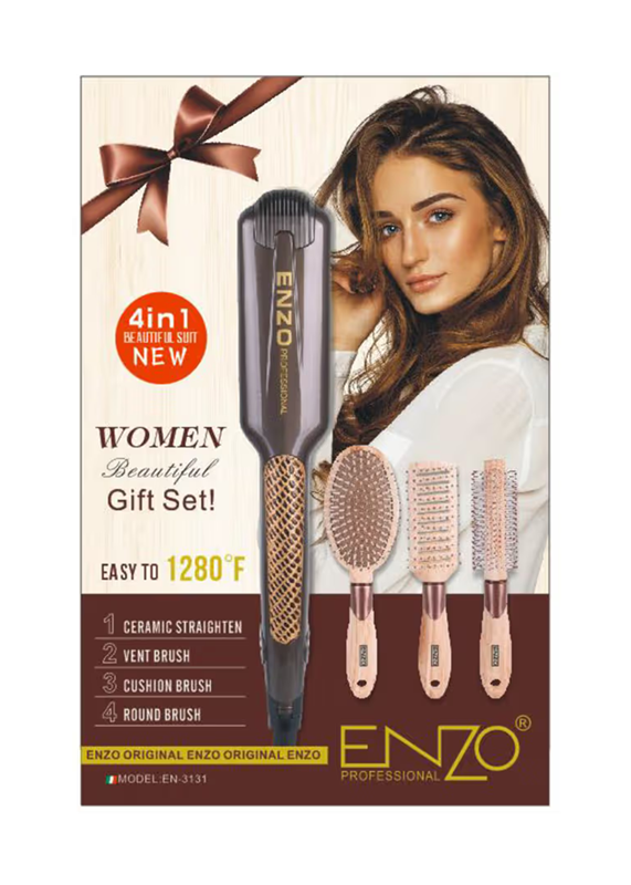 ENZOEN-3131, 4-in-1 Titanium Hair Straightener (includes 3 combs)