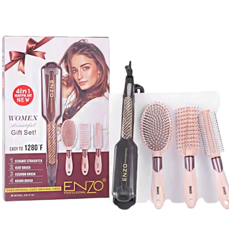 ENZOEN-3131, 4-in-1 Titanium Hair Straightener (includes 3 combs)