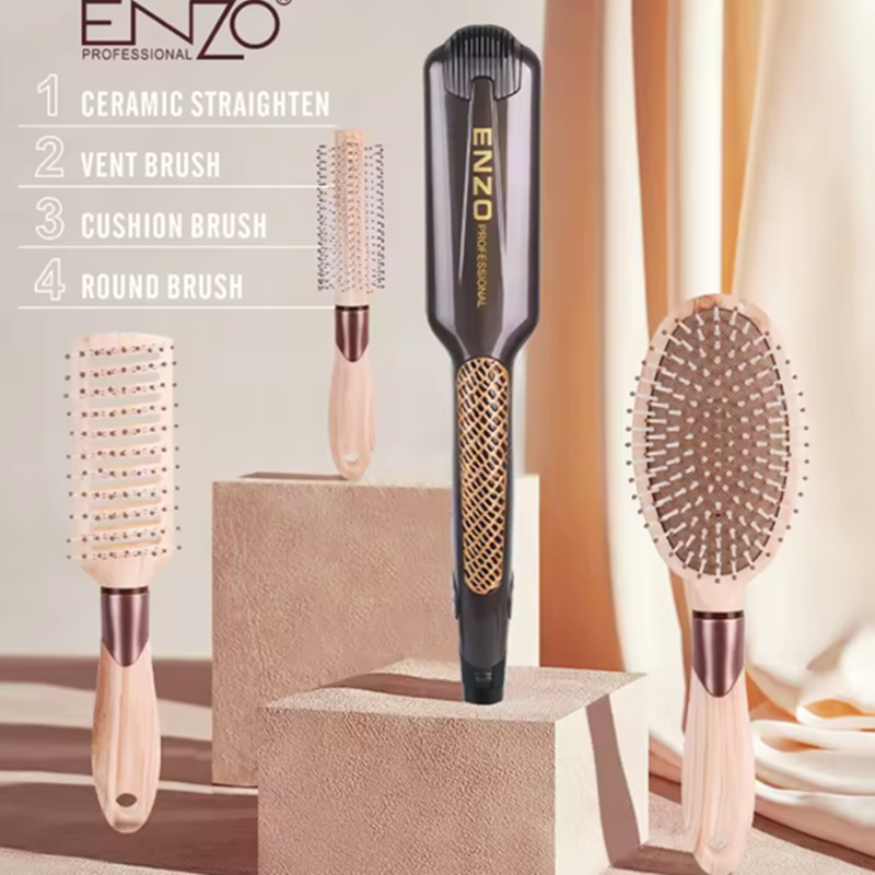 ENZOEN-3131, 4-in-1 Titanium Hair Straightener (includes 3 combs)