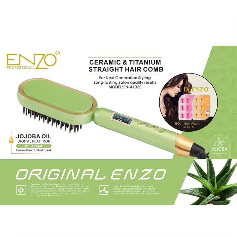 ENZO EN-4102S New Professional Hair Straightening Comb – Quick Heating