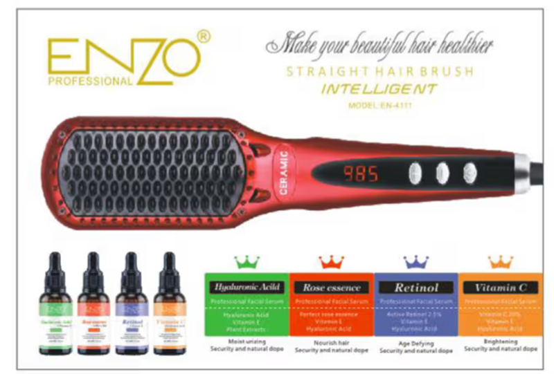 ENZO EN-4111 Professional Smart Hairbrush, includes 4 bottles of essence.