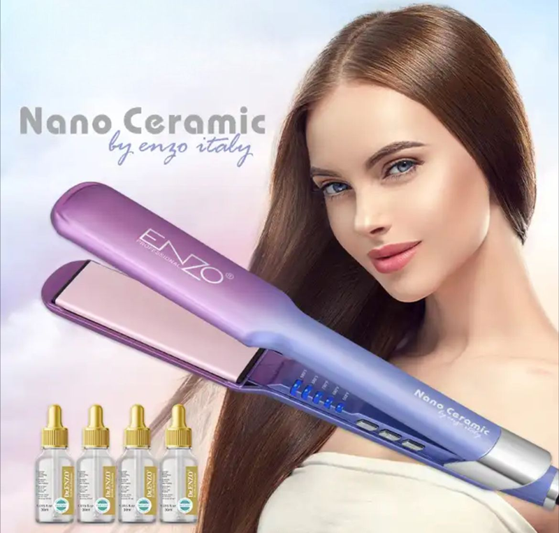 EnzoEN - 3116 Nano Ceramic Hair Straightener (includes 4 bottles of smoothing essence)
