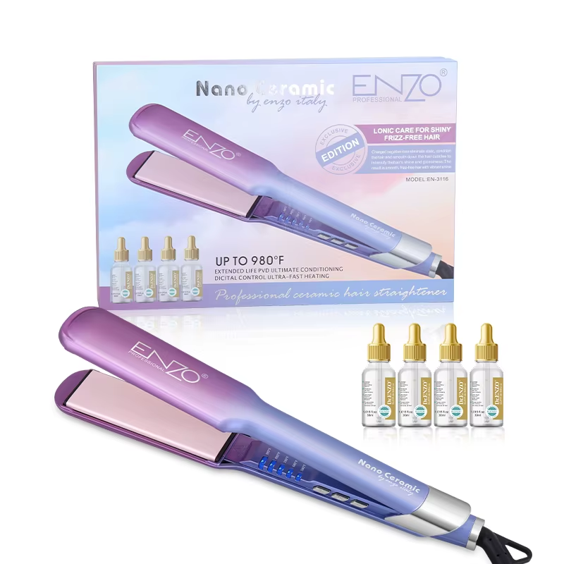 EnzoEN - 3116 Nano Ceramic Hair Straightener (includes 4 bottles of smoothing essence)