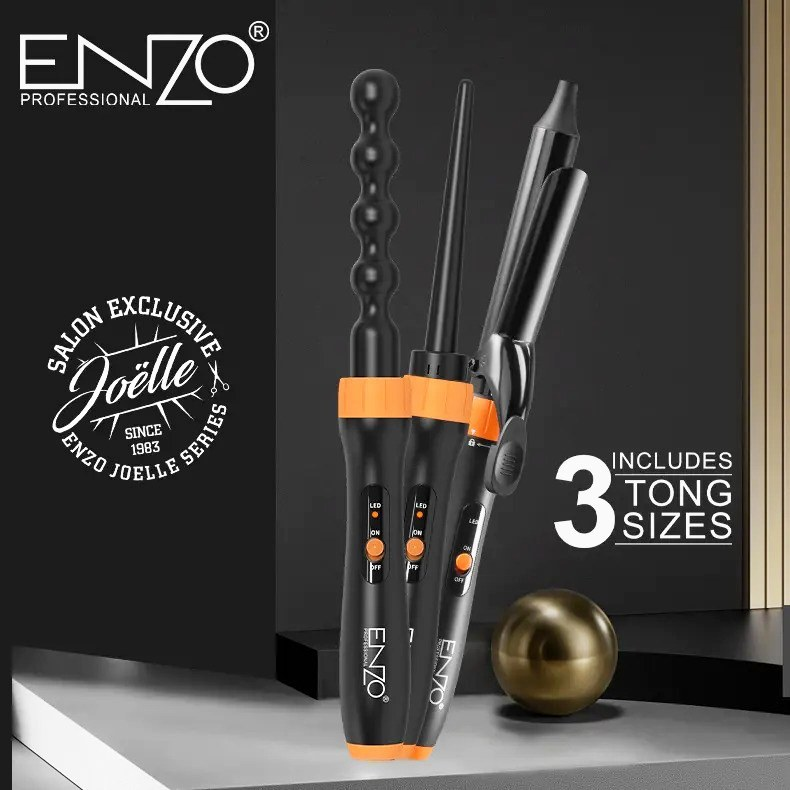 ENZOEN-9114 Ceramic Electric Curling Iron, 3-in-1 with Replaceable Curling Tools