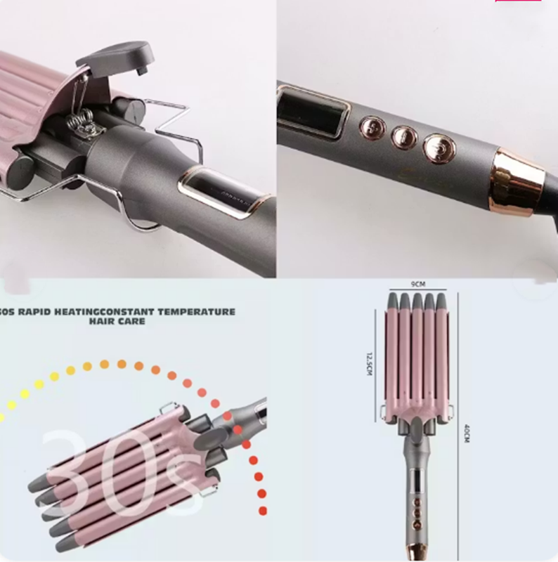 ENZOEN-1969, 5-tube curling iron, 16mm, adjustable temperature ceramic curling iron