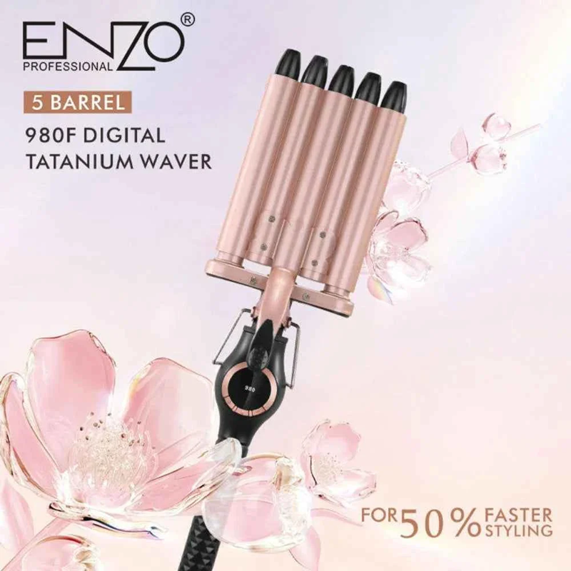 ENZO EN-1970 Five-Tube Curling Iron, Professional Ceramic Coated Curling Iron