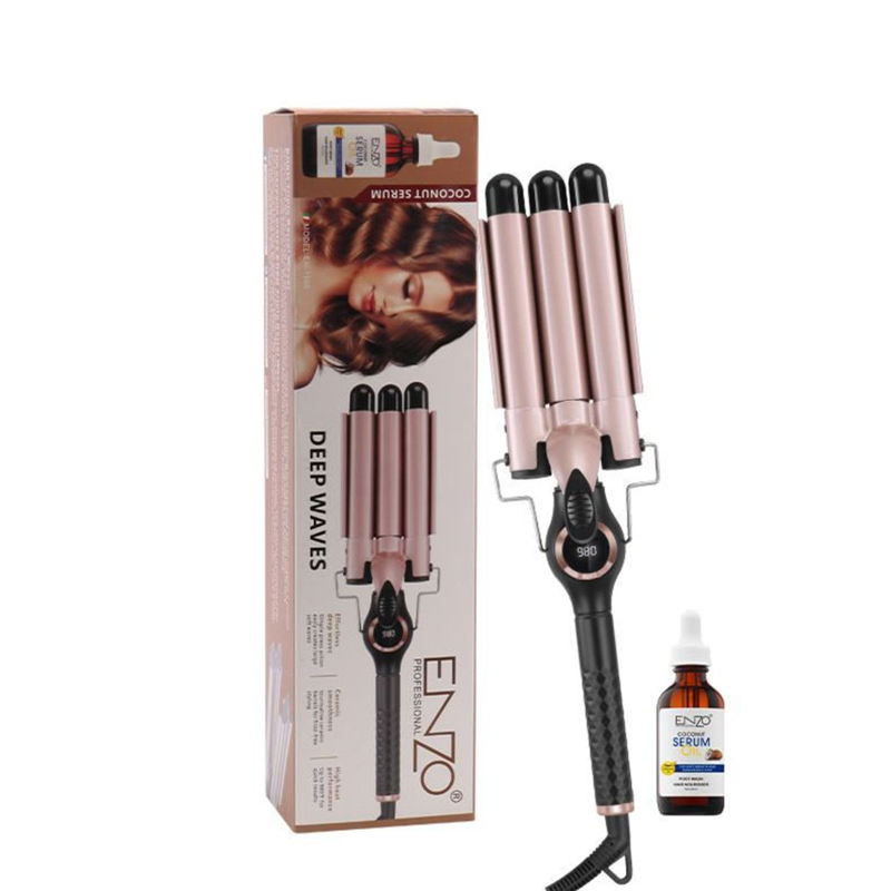 Enzo EN-1968 Triple-Barrel Curling Iron/Wave Curler (with Coconut Oil Essence)