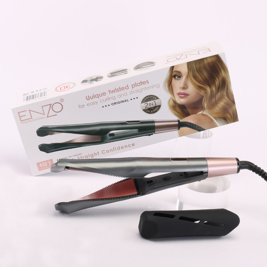 ENZOEN-1999[606] 2-in-1 Straightener & Curling Iron with Spiral Curling Styling