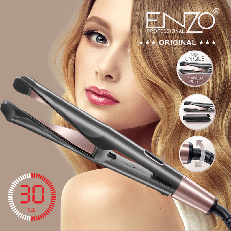 ENZOEN-1999[606] 2-in-1 Straightener & Curling Iron with Spiral Curling Styling