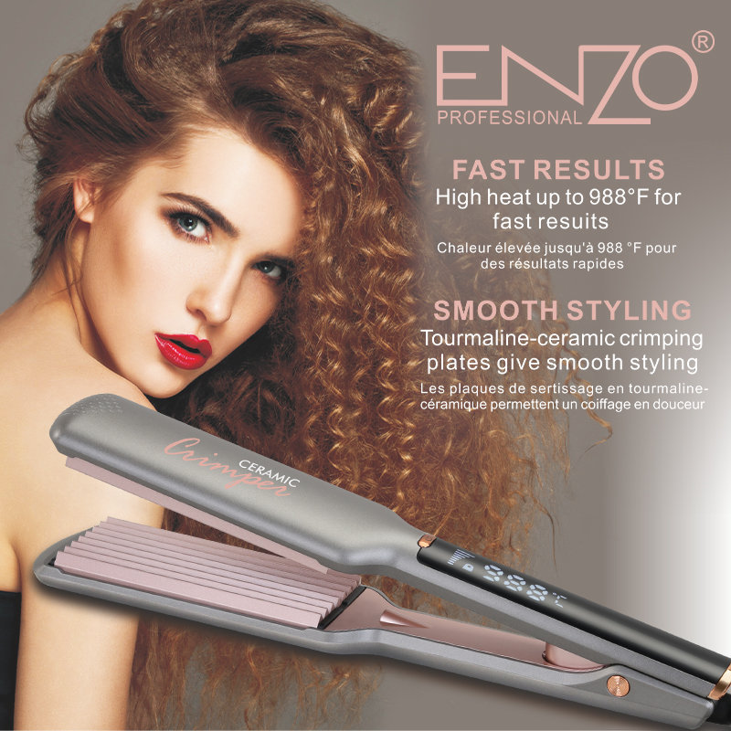 The EnzoEN-3216 ceramic curling iron is designed to create voluminous, wavy curls and add volume to your hair.