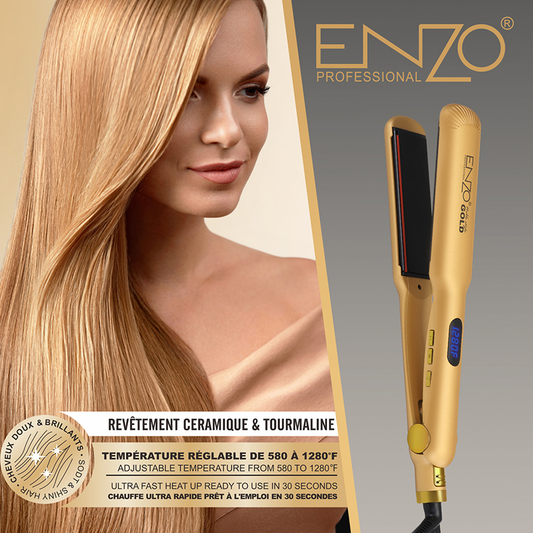ENZO EN-3982A 2-in-1 Hair Straightener & Curling Iron with Negative Ion Function, Travel Hair Styling Tool