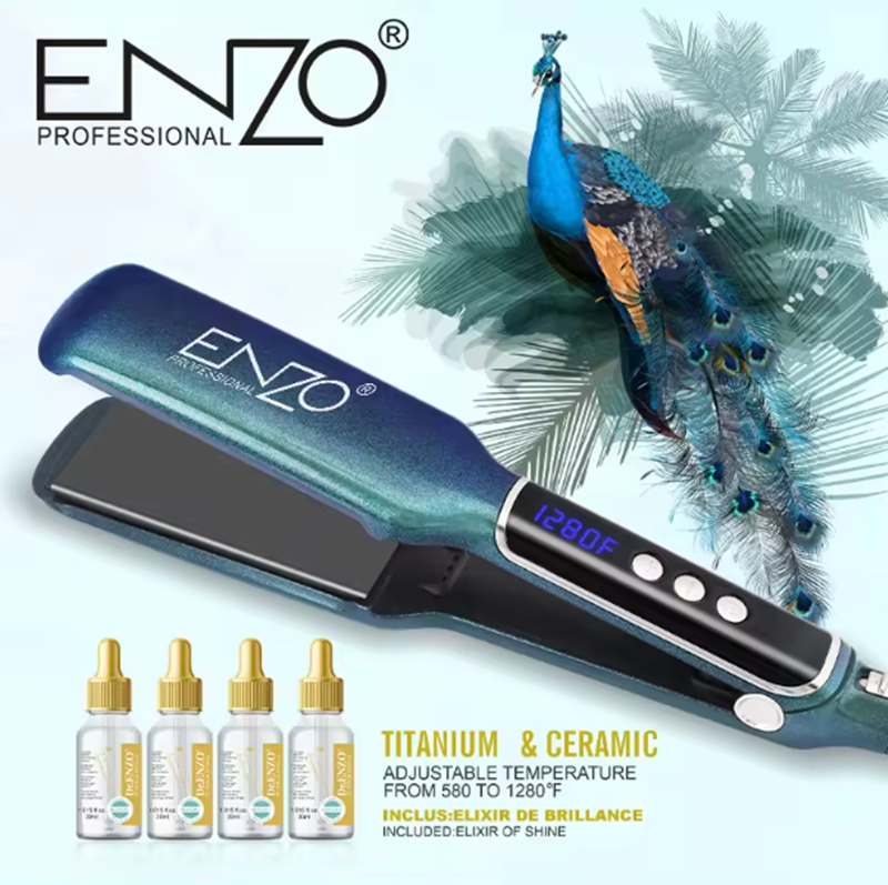 Enzo EN-3983 Peacock Blue Titanium Ceramic Hair Straightener