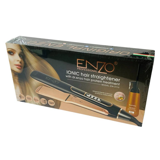 ENZO EN-3112 1280°F Ceramic Panel Hair Straightener, suitable for keratin and protein care.