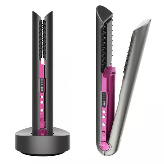 TA-2888, 4800mAh Wireless 2-in-1 Hair Straightener/Curler - Portable, USB Rechargeable, Wet and Dry Use