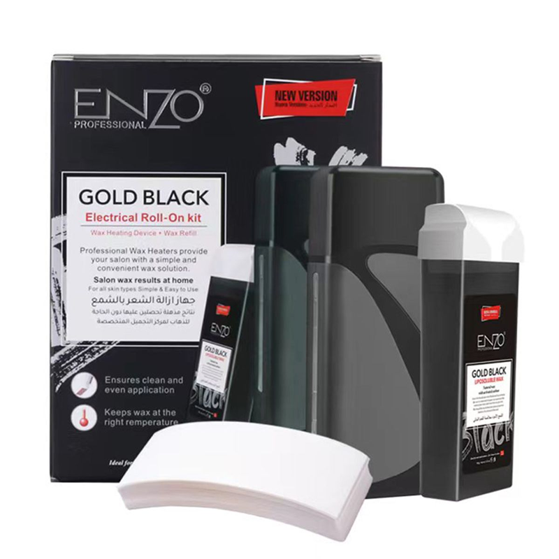 ENZOEN-1117H Professional Gold and Black Electric Roller Hair Removal Wax Kit.