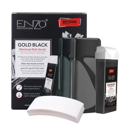 ENZOEN-1117H Professional Gold and Black Electric Roller Hair Removal Wax Kit.
