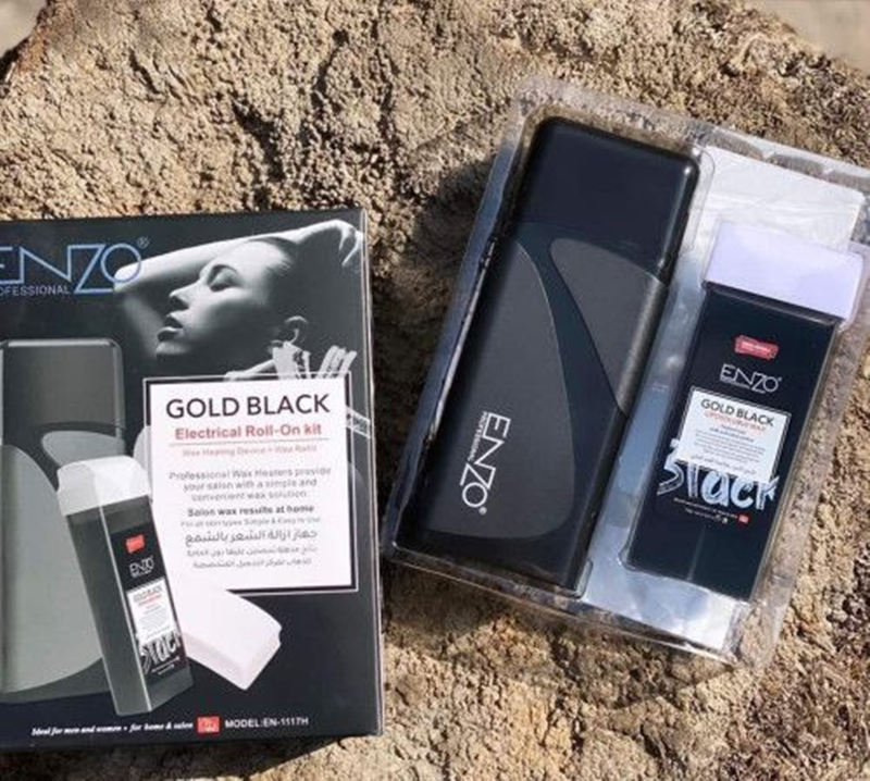 ENZOEN-1117H Professional Gold and Black Electric Roller Hair Removal Wax Kit.