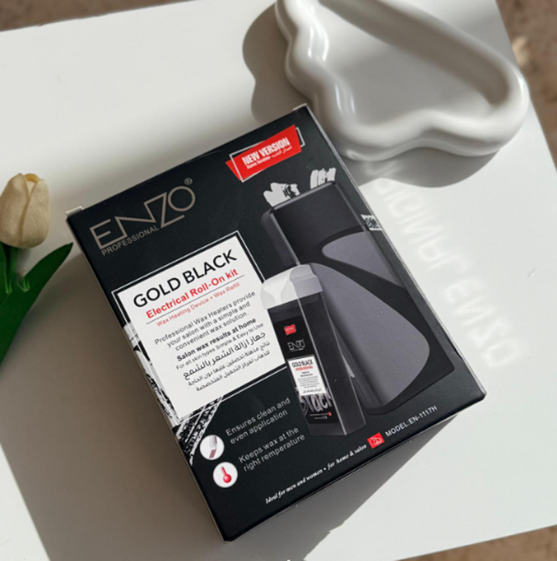 ENZOEN-1117H Professional Gold and Black Electric Roller Hair Removal Wax Kit.