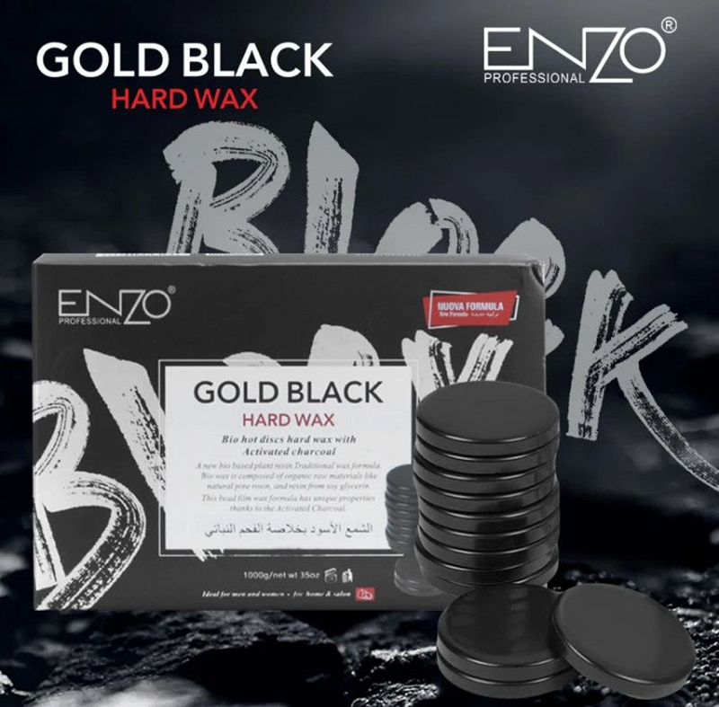 ENZO 1000g black hard wax block. No hair removal strips needed, excellent hair removal results.