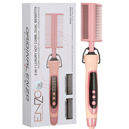 ENZO EN-4109A Professional 2-in-1 Electric Hair Straightening Comb