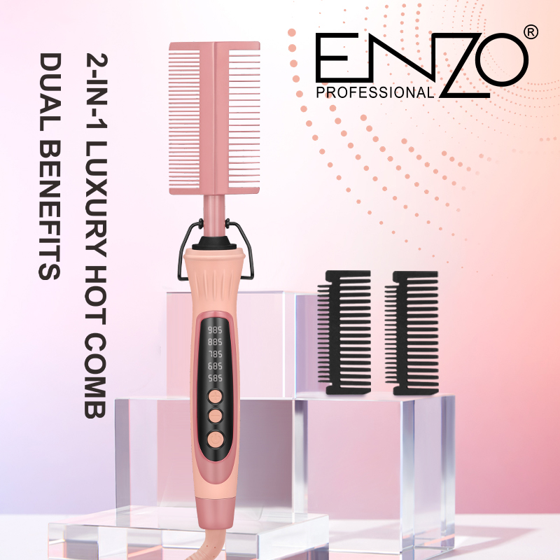 ENZO EN-4109A Professional 2-in-1 Electric Hair Straightening Comb