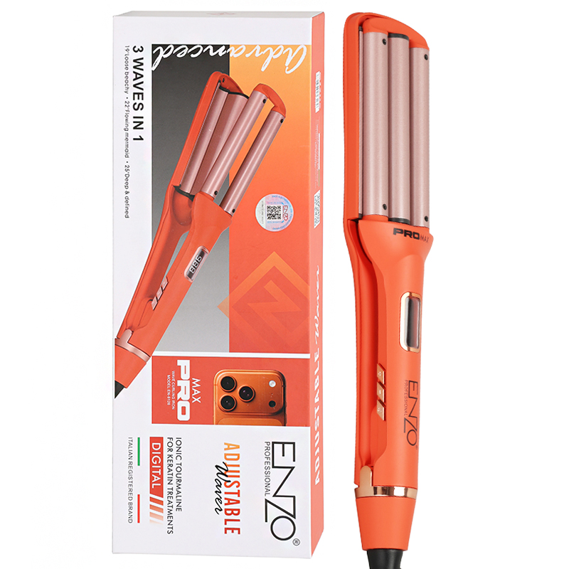 ENZOEN-9126 Professional 3-in-1 Three-Barrel Curling Iron - Digital Curling Iron