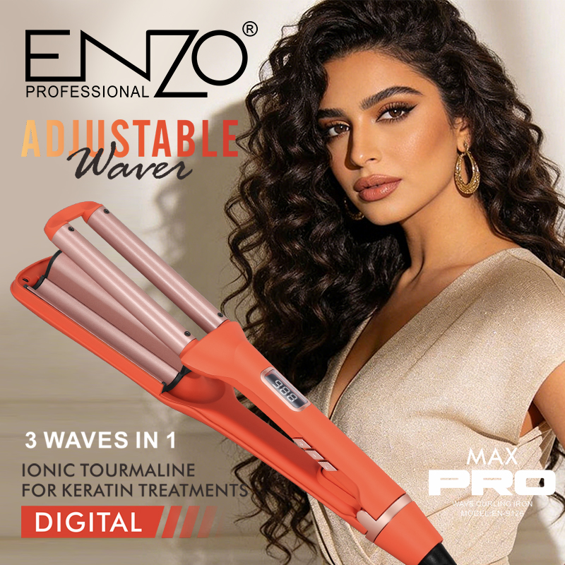 ENZOEN-9126 Professional 3-in-1 Three-Barrel Curling Iron - Digital Curling Iron