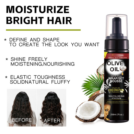 Foaming Curl Mousse for Frizz Control Styling Mousse with Coconut Oil Foaming Wax, 258g