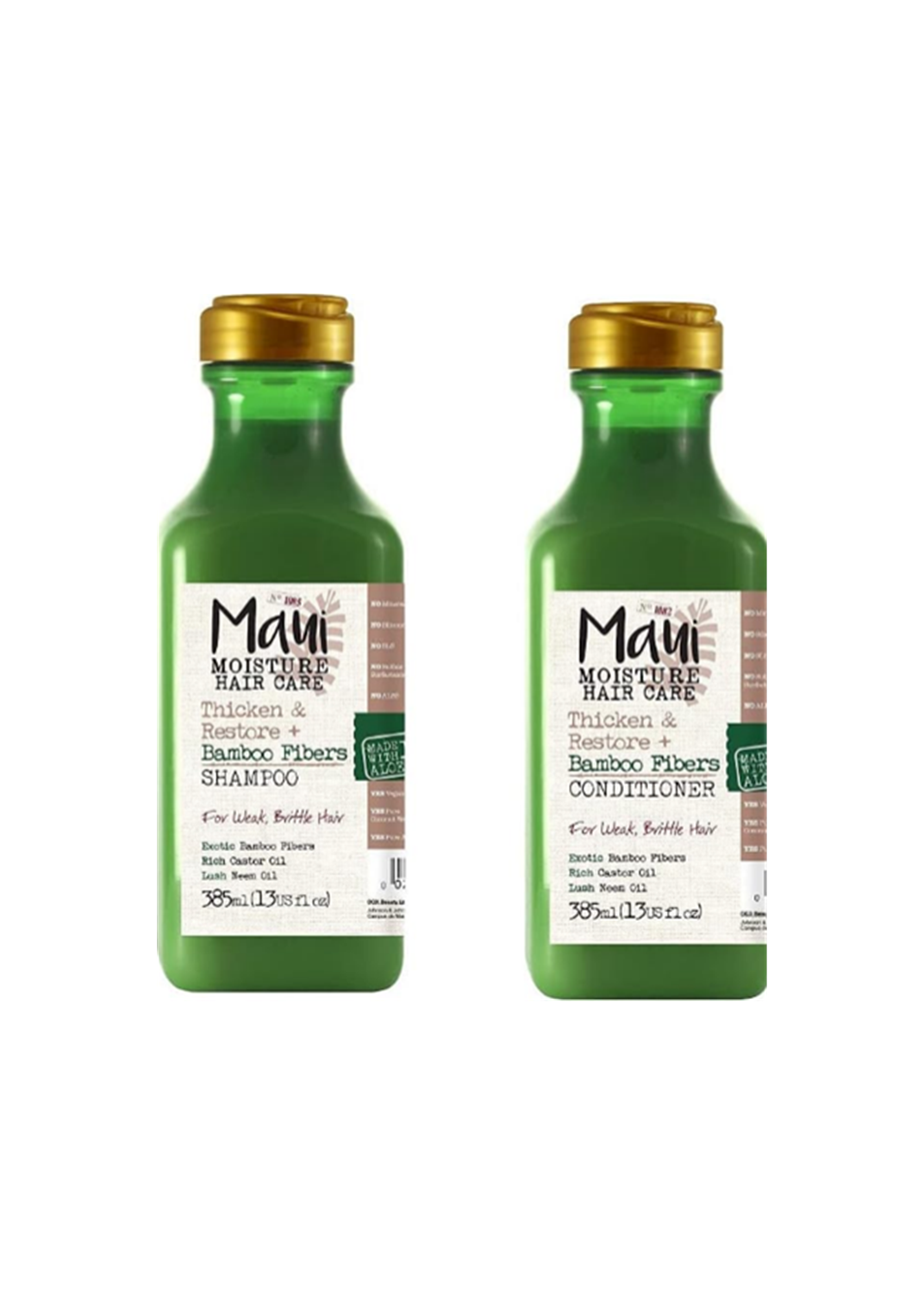 Maui Moisture Thickening & Repairing + Bamboo Strengthening Shampoo and Conditioner Combo | Softens Natural Hair and Renews Weak Hair