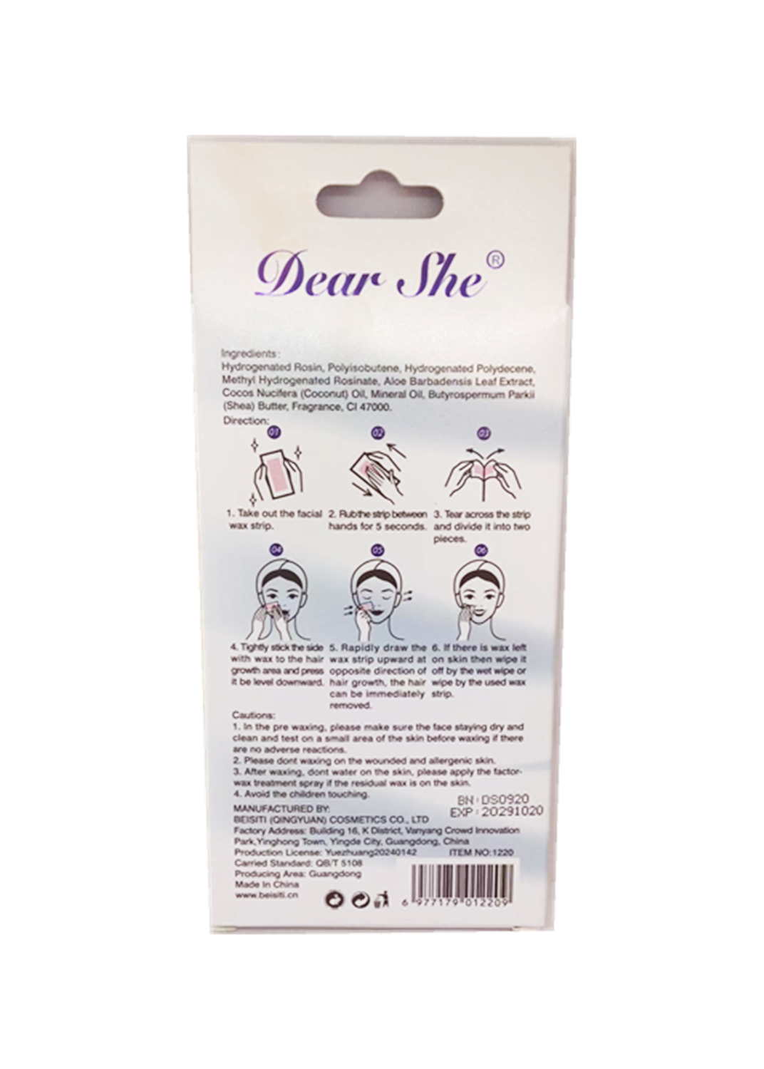 Peach facial hair removal patches, 20 pieces per box
