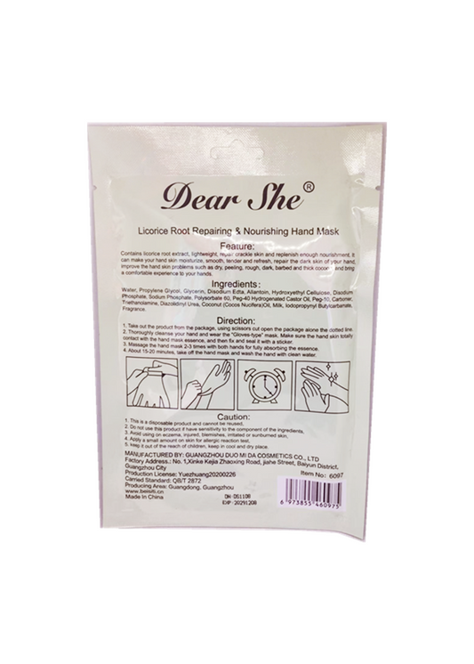 Licorice Root Repairing and Moisturizing Hand Mask, 2 Sheets