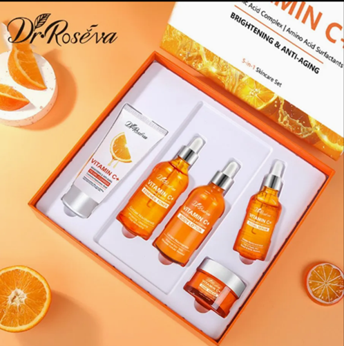 Vitamin C + Hyaluronic Acid Complex, Amino Acids, Brightening and Anti-Aging, Face 5-in-1 Skincare Set