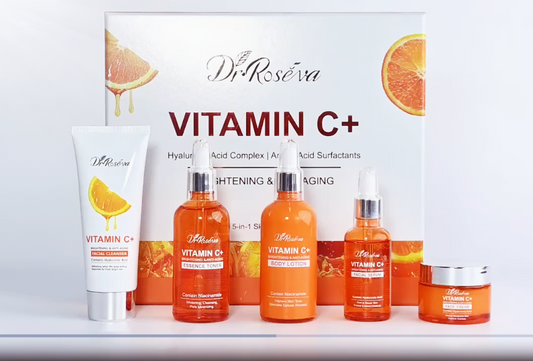 Vitamin C + Hyaluronic Acid Complex, Amino Acids, Brightening and Anti-Aging, Face 5-in-1 Skincare Set