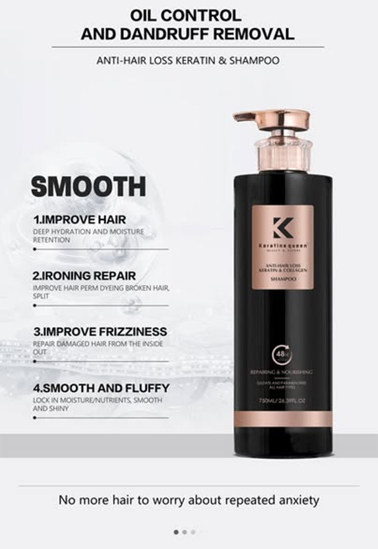 Keratin and Collagen Queen Shampoo to prevent hair loss, 750 ml