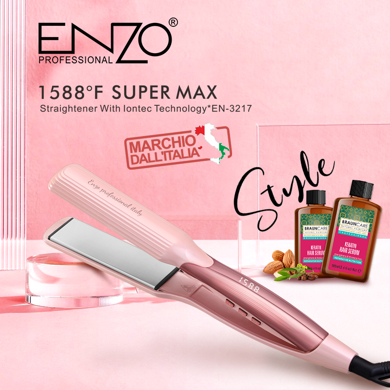 ENZO Professional High Temperature Keratin Treatment Hair Straightener & Curling Iron, EN-3217