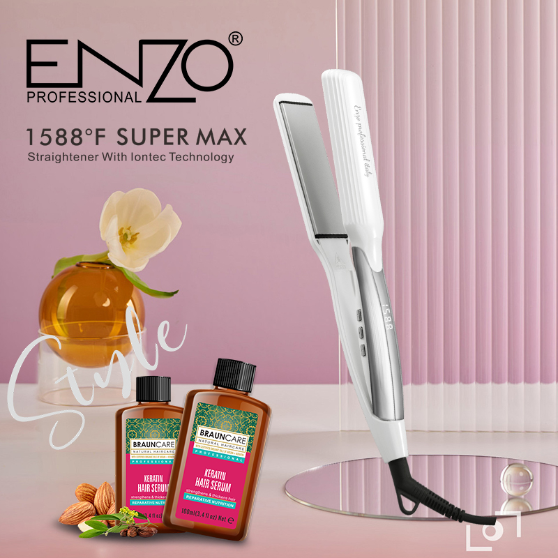 ENZO Professional High Temperature Keratin Treatment Hair Straightener & Curling Iron, EN-3217