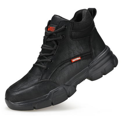 GUYISA Steel Toe Safety Shoes - Lightweight Non-Slip Work Shoes, Black