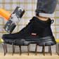 GUYISA Steel Toe Safety Shoes - Lightweight Non-Slip Work Shoes, Black