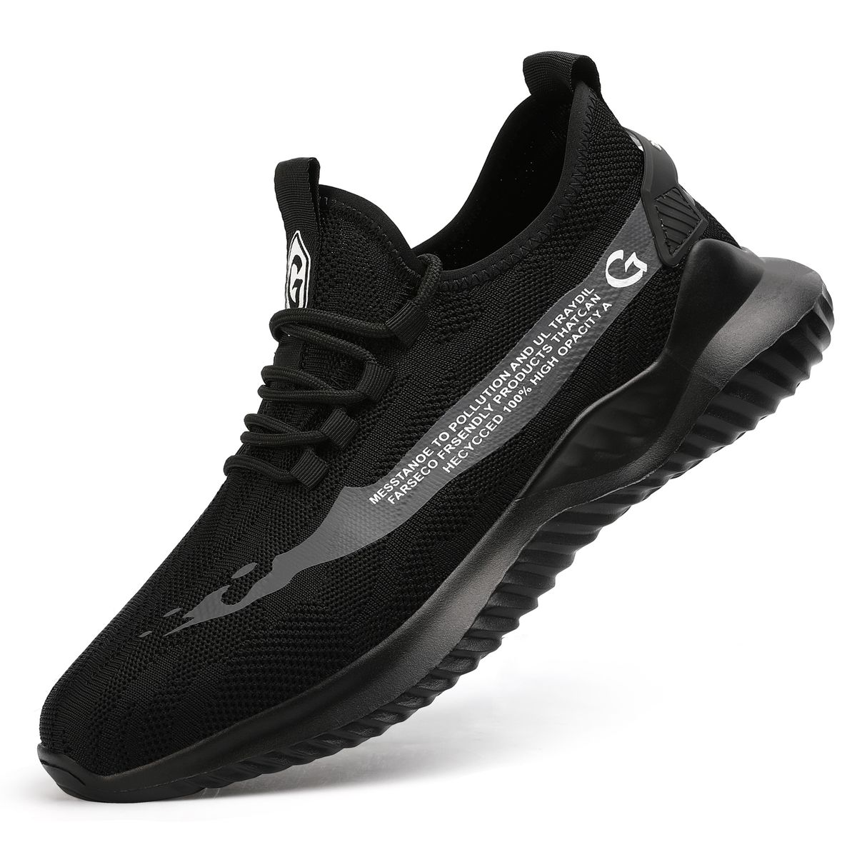 GUYISA Safety Shoes - Steel Toe, Puncture Resistant Lightweight Work Shoe, Black