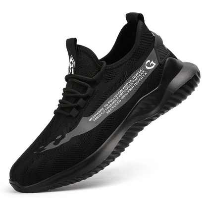 GUYISA Safety Shoes - Steel Toe, Puncture Resistant Lightweight Work Shoe, Black