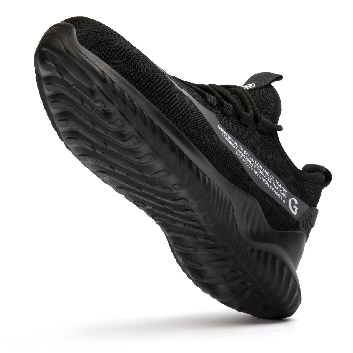 GUYISA Safety Shoes - Steel Toe, Puncture Resistant Lightweight Work Shoe, Black