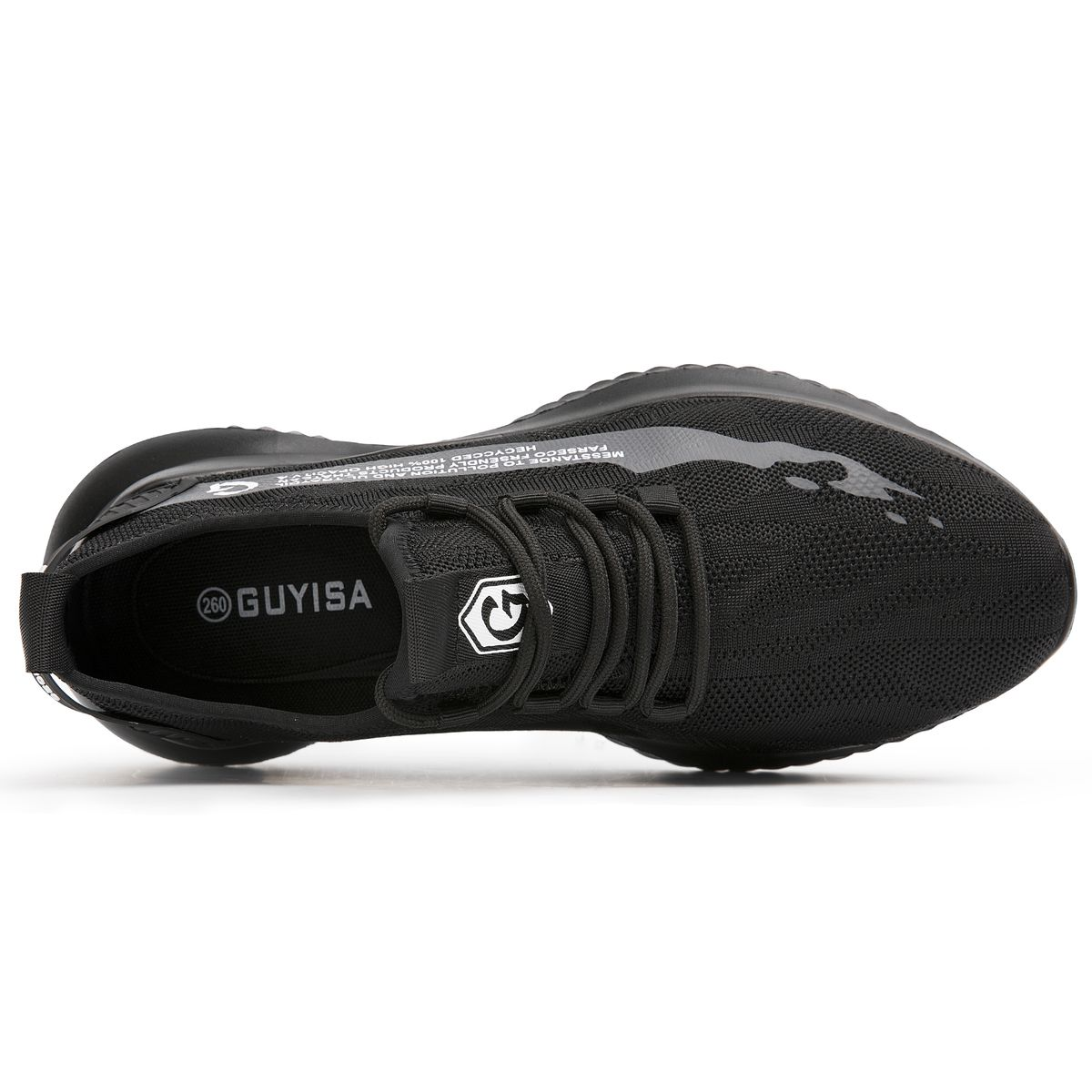 GUYISA Safety Shoes - Steel Toe, Puncture Resistant Lightweight Work Shoe, Black