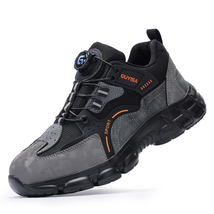 GUYISA Safety Shoes-Steel Toe, Air Cushion Work Sneakers with Rotary Lacing
