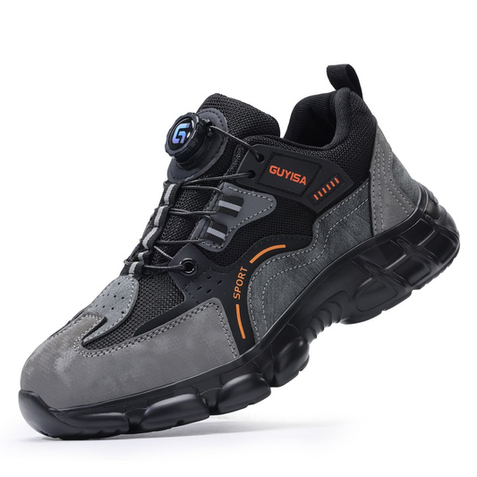 GUYISA Safety Shoes-Steel Toe, Air Cushion Work Sneakers with Rotary Lacing