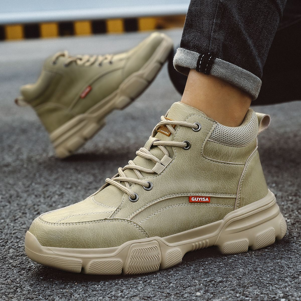 GUYISA Steel Toe Safety Shoes - Lightweight, Slip-Resistant Work Shoes