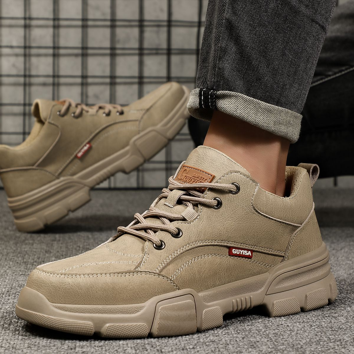 GUYISA Lightweight Steel Toe Safety Shoes - Slip-Resistant Industrial shoes