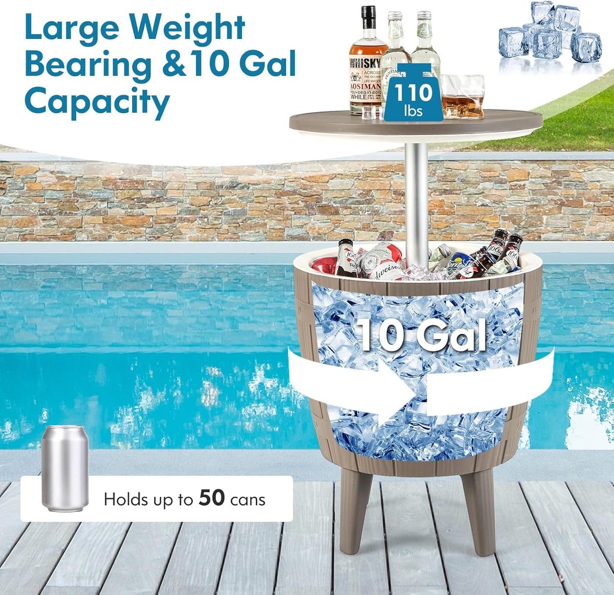 Ekko 3-in-1 extendable tabletop ice bucket, perfect for backyard parties