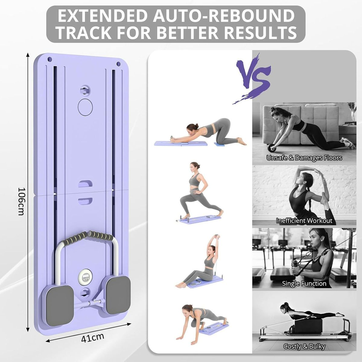 SPORTS - Pilates Instrument Board - Multi-functional Folding Instrument Board - Black/Purple