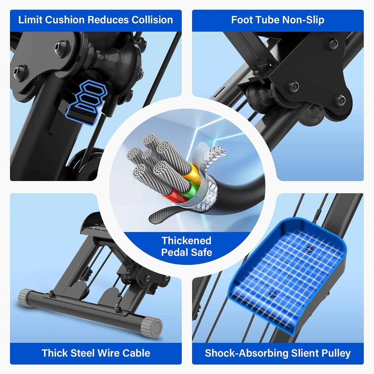 SPORTS Home fitness stepper, foldable aerobic stair climber, full-body workout - Black/White